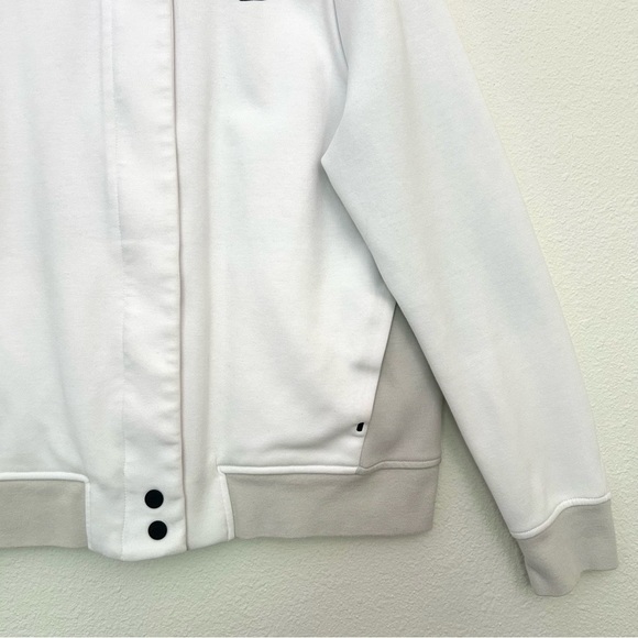 Nike Tech Fleece Destroyer Jacket Sweatshirt Bomber White Beige Black Medium - Picture 11 of 12